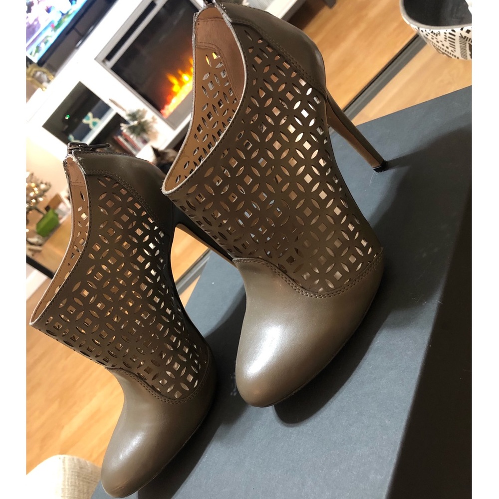 Olive green leather Booties